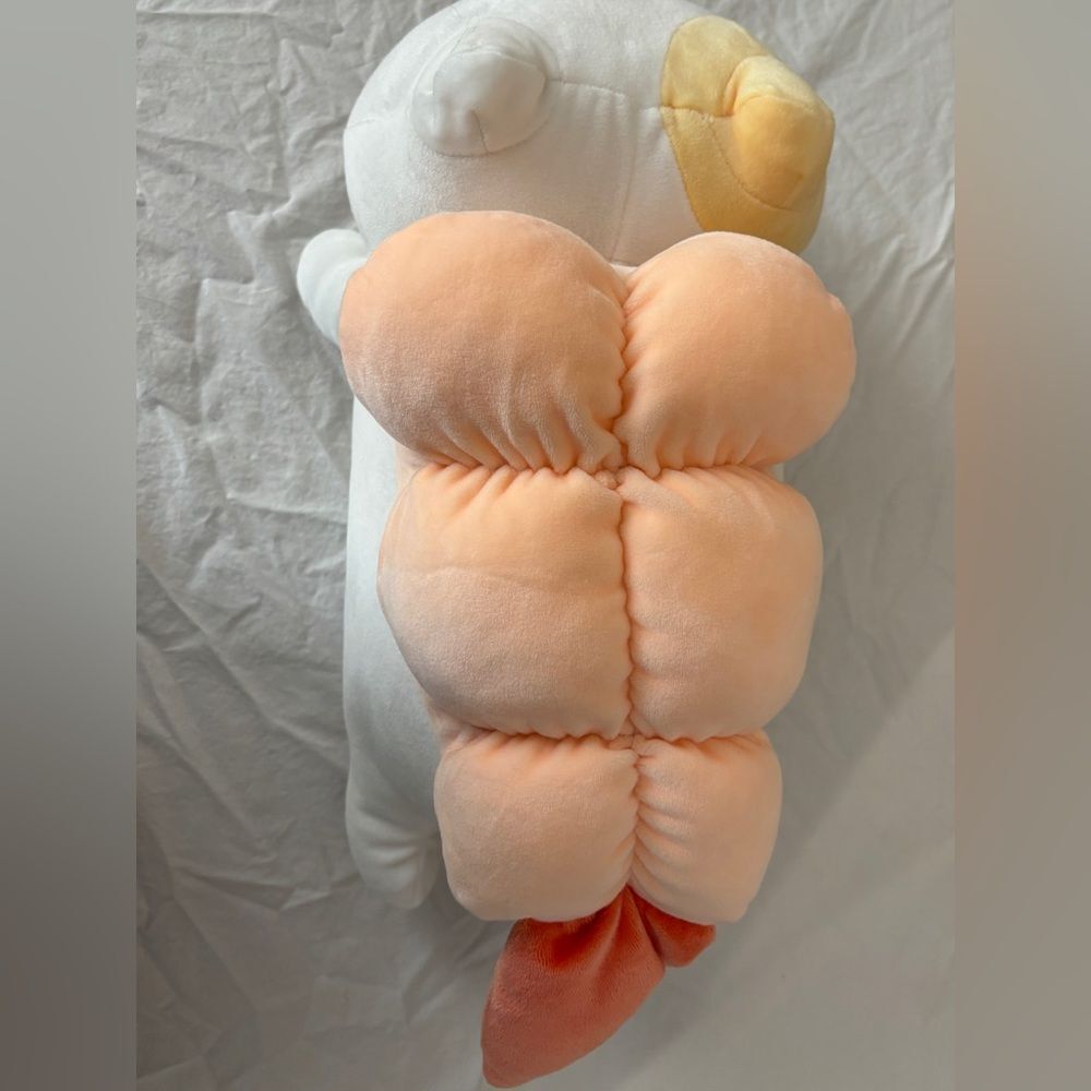 Sassy Shrimp Cat by Miniso White and Orange Stuffed Animal Toy Plush Angry Cat - Picture 5 of 7
